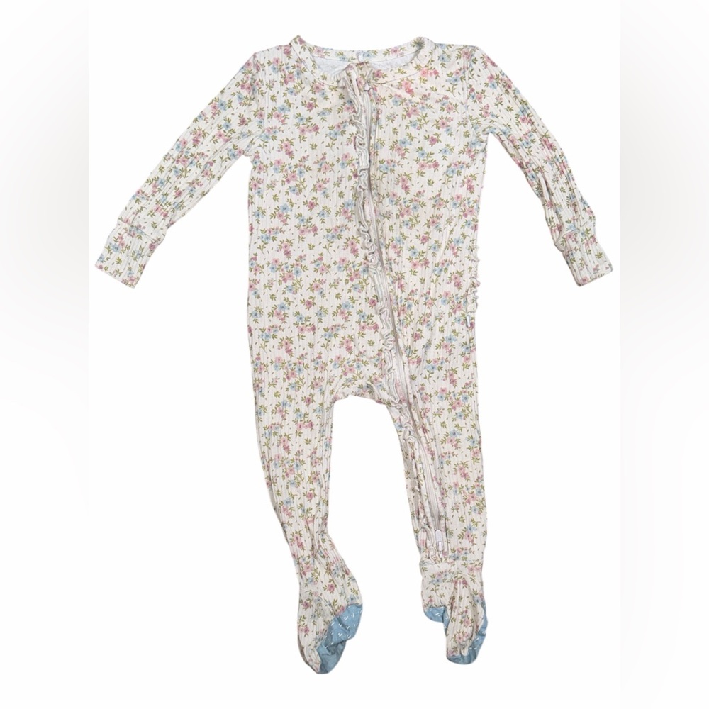 Posh Peanut Pink & Blue Prairie Cottage Core Floral Zippy
